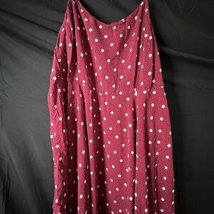 Old Navy Burgundy Polka Dot Short Midi Dress